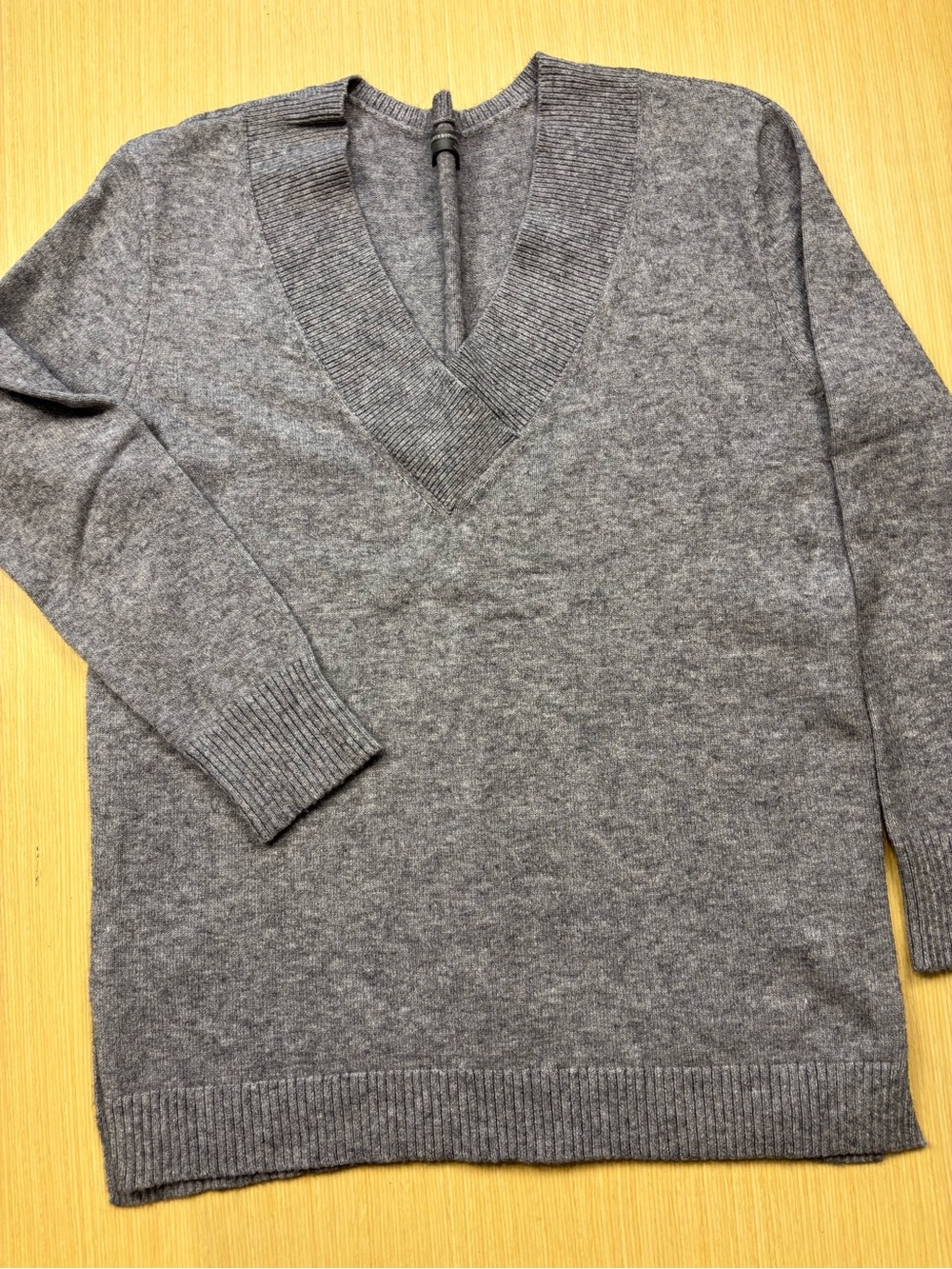 Anthropologie Heather Gray V-Neck Knit Sweater